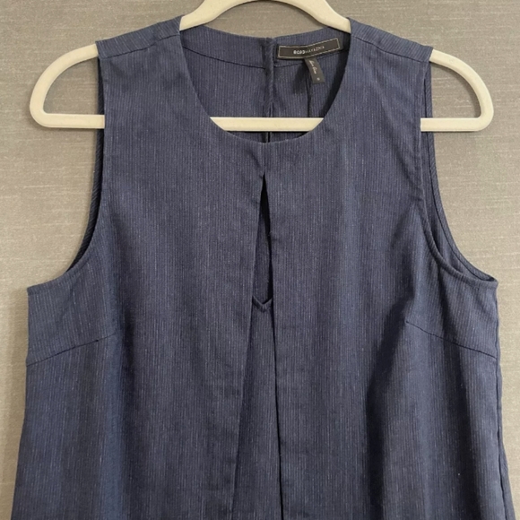 BCBG MaxAzria Svetlana Pinstripe Linen Tunic Duster XS Tall GUC - Picture 5 of 9